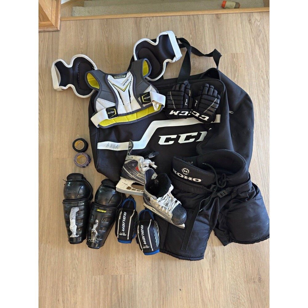 Youth Hockey Equipment Lot shorts padding skates Large
